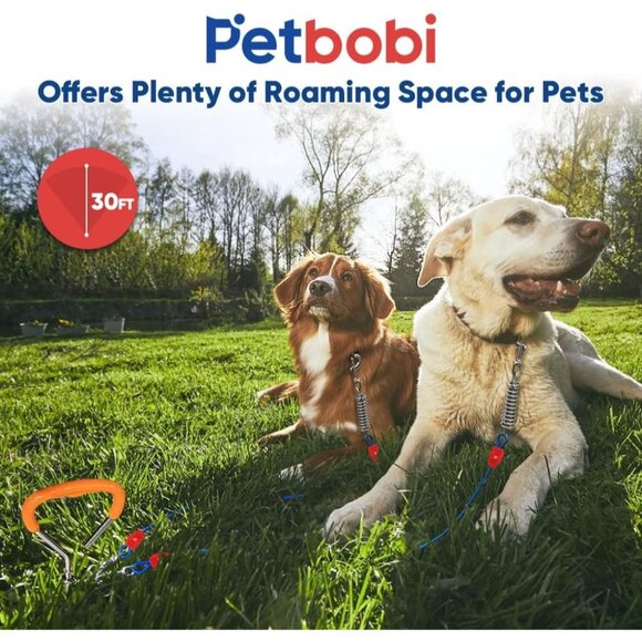 Petbobi Dog Tie-Out Cable and Stake - 15FT Heavy Duty Cable with Spring - Picture 4 of 6